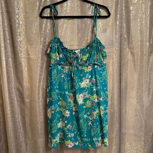 City Studio Dresses & Skirts - City Studio Teal Green Floral Printed Juniors Babydoll Mini Dress XXL NWT